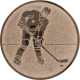 Aluminum emblem embossed bronze 25mm - ice hockey player