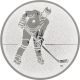 Emblème en aluminium gaufré argent 50mm - Joueur de hockey sur glace