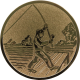 Emblème en aluminium gaufré bronze 25mm - Pêcheur sur ponton
