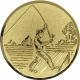 Aluemblem geprägt gold 50mm - Angler auf Steg