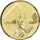 Alu emblem embossed gold 25mm - angler on bar 3D