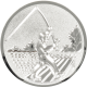Alu emblem embossed silver 25mm - angler on bar 3D