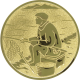 Aluemblem geprägt gold 25mm - Angler am Ufer