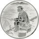 Emblème en aluminium gaufré argent 25mm - Pêcheur sur la rive