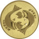 Alu emblem embossed gold 25mm - fish