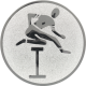 Alu emblem embossed silver 25mm - hurdle race pictogram