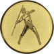 Embossed gold aluminum emblem 25mm - Javelin throwing