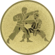 Aluminum emblem embossed gold 25mm - Karate fight