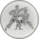 Alu emblem embossed silver 25mm - karate fight
