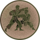 Aluminum emblem embossed bronze 25mm - karate fight