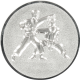 Silver embossed aluminum emblem 25mm - Karate fight 3D