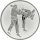 Aluminum emblem embossed silver 25mm - karate kick
