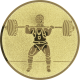 Aluemblem geprägt gold 25mm - Gewichtheben Stoßen