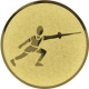 Alu emblem embossed gold 25mm - fencing pictogram