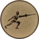 Alu emblem embossed bronze 25mm - fencing pictogram