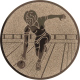 Aluemblem geprägt bronze 50mm - Kegelspielerin