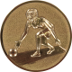 Aluemblem geprägt bronze 25mm - Kegelspielerin 3D