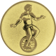 Alu emblem embossed gold 25mm - unicycle