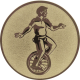 Aluminum emblem embossed bronze 25mm - unicycle