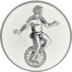 Alu emblem embossed silver 50mm - unicycle
