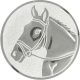 Aluminum emblem embossed silver 25mm - horse head classic