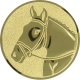 Aluemblem geprägt gold 50mm - Pferdekopf klassisch