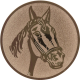 Aluminum emblem embossed bronze 25mm - horse head modern