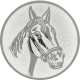 Alu emblem embossed silver 50mm - horse head modern