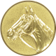 Aluemblem geprägt gold 25mm - Pferdekopf 3D