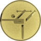 Alu emblem embossed gold 25mm - gymnastics pictogram