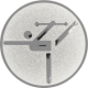 Alu emblem embossed silver 25mm - gymnastics pictogram
