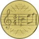 Aluminum emblem embossed gold 25mm - Music notes