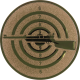 Alu emblem embossed bronze 25mm - rifle in front of target