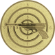 Alu emblem embossed gold 25mm - pistol in front of target