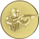Aluemblem geprägt gold 50mm - Gewehrschütze 3D