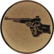Aluminum emblem embossed bronze 25mm - gun