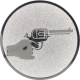 Aluemblem geprägt silber 25mm - Revolver