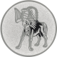 Emblème en aluminium embossé argent 25mm - Chien de chasse