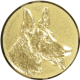 Alu emblem embossed gold 25mm - Shepherd dog 3D