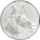 Alu emblem embossed silver 25mm - Shepherd dog 3D