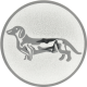 Emblème en aluminium gaufré argent 25mm - Teckel à poil court