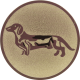 Emblème en aluminium gaufré bronze 25mm - Teckel à poil court