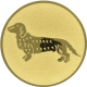 Aluminum emblem embossed gold 25mm - Rough-haired dachshund