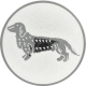 Silver embossed aluminum emblem 25mm - Rough-haired dachshund