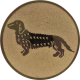 Aluminium emblem embossed bronze 50mm - rough haired dachshund