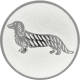 Alu emblem embossed silver 25mm - longhaired dachshund