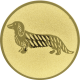 Embossed gold aluminum emblem 50mm - Long-haired dachshund