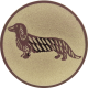 Emblème en aluminium gaufré bronze 50mm - Teckel à poil long