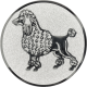 Silver embossed aluminum emblem 25mm - Poodle