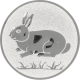 Silver embossed aluminum emblem 25mm - Rabbit